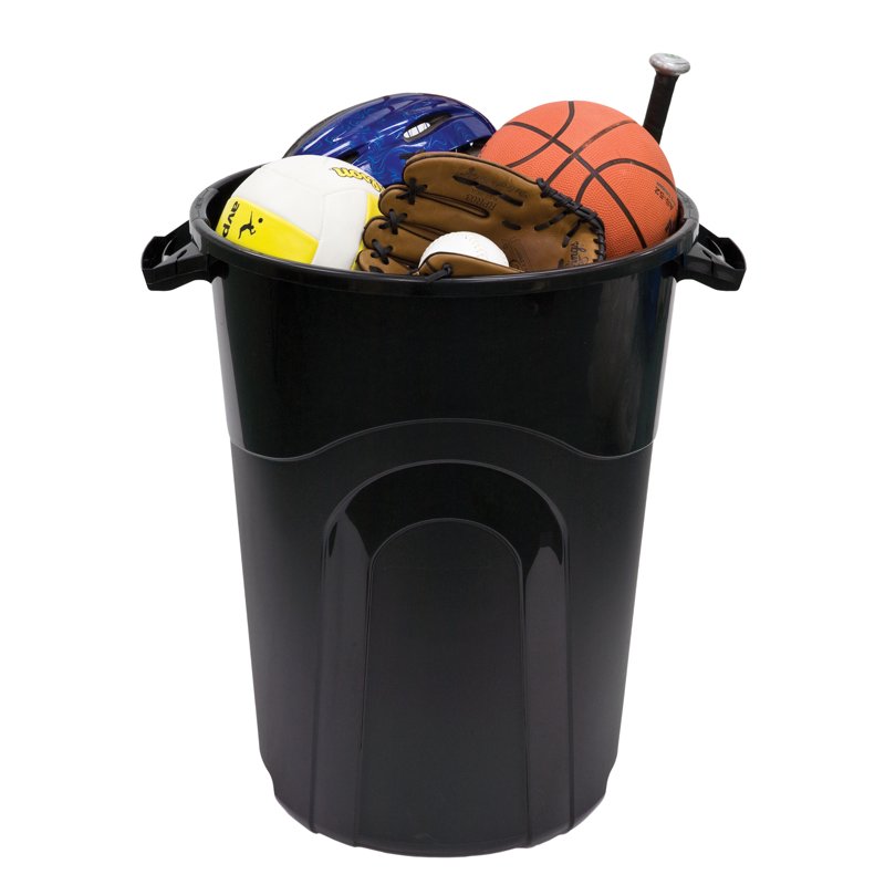 32 Gallon Plastic Trash Can with Click Lock Lid - 2 Pack