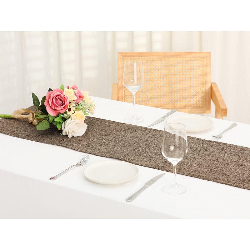 Solid Color Table Runner – Coffee, 12" x 63" Linen Banner