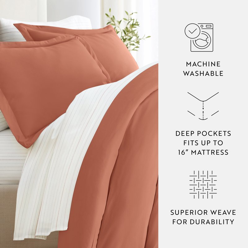 Solid Duvet Cover Set in Clay - King Size Bedding Bundle with Comforter & Sheets