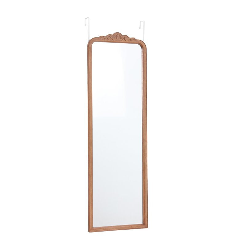 Over-the-Door Full-Length Mirror with Floral Carved Wood Frame - 16x48 Inches