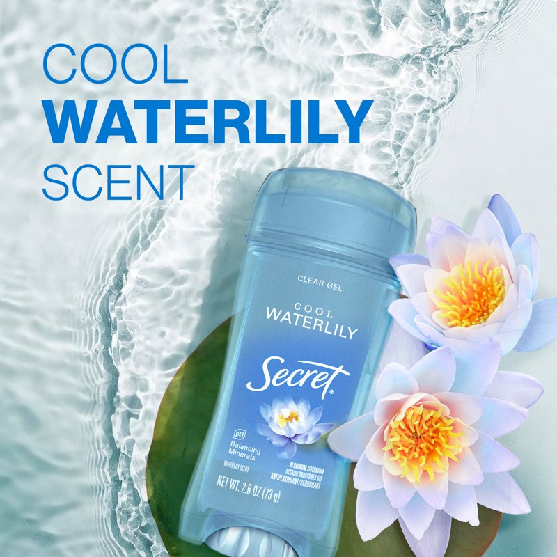 Clear Gel Antiperspirant and Deodorant for Women, Waterlily Scent, 2.6 oz