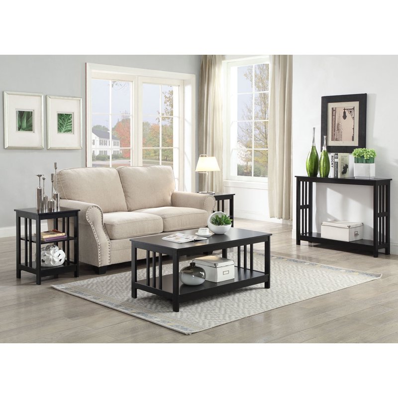 Mission Console Table with Shelf - Multiple Finishes Available