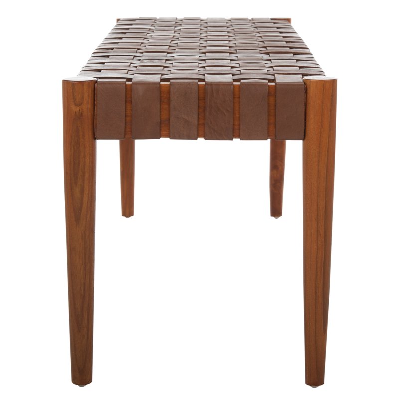 Contemporary Glam Leather Weave Bench - Multiple Colors