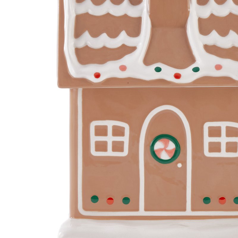 Gingerbread House Cookie Jar - Ceramic Kitchen Storage, 9.4 inch