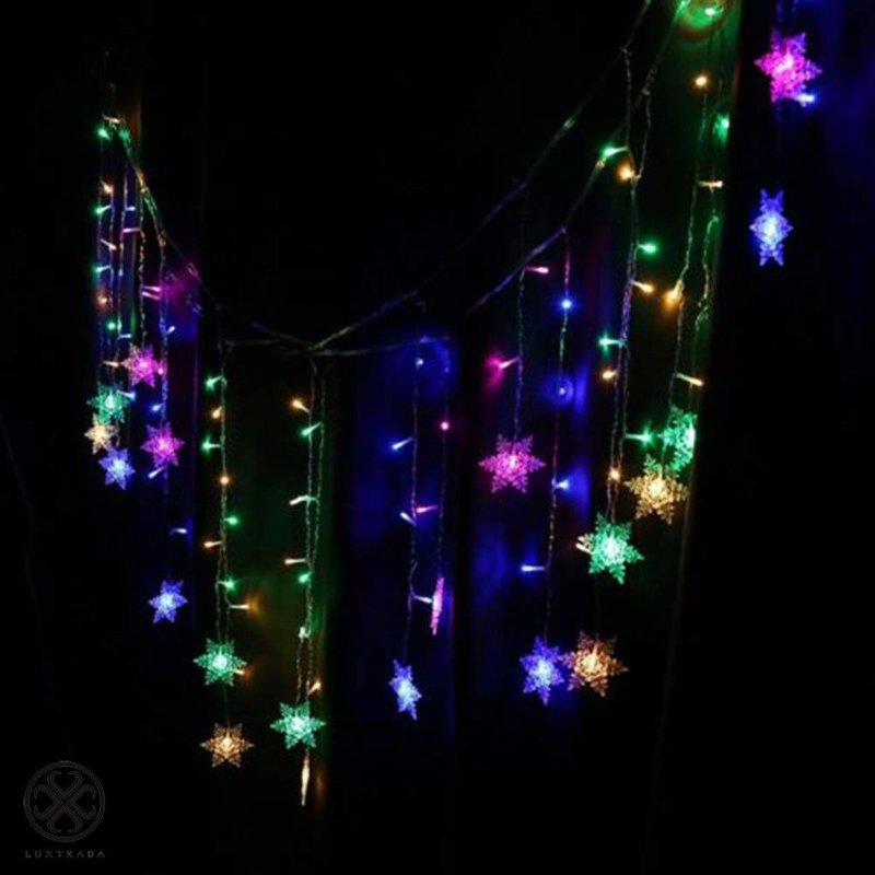 Christmas Snowflake Fairy String Lights - 96 LEDs Warm Light Curtain for Holidays & Weddings - Indoor Outdoor Decor
