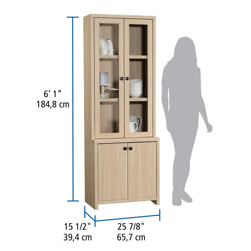 China Cabinet with Adjustable Shelves - Spring Pine Finish