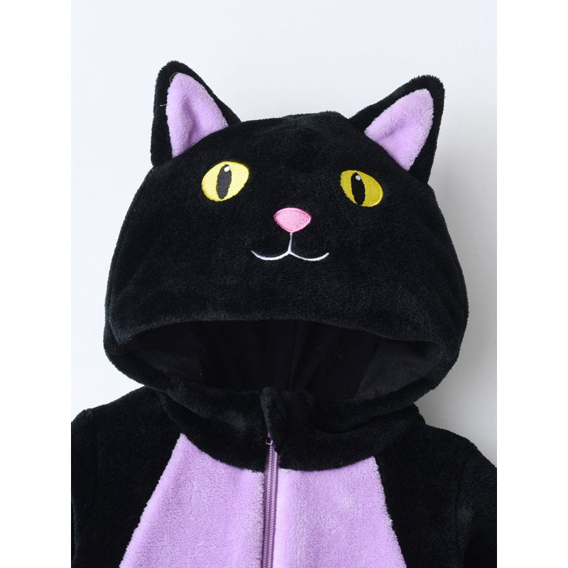 Toddler Cat Costume Jumpsuit for Kids Halloween & Fall Dress Up - Purple, 4-5 Years