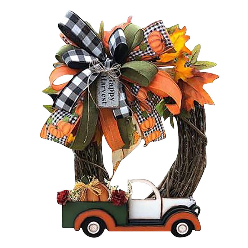 Thanksgiving and Halloween Wreath - Fall Door Decor 12x12 Inch