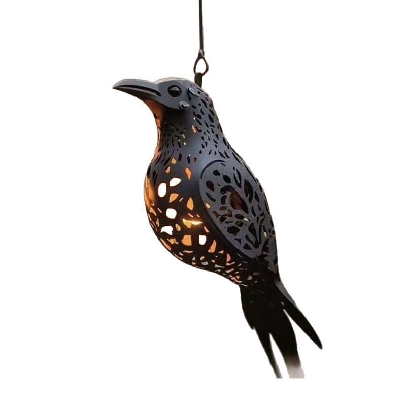 Halloween Crow Lantern - Spooky Outdoor Pendant Lamp for Garden & Patio Decor