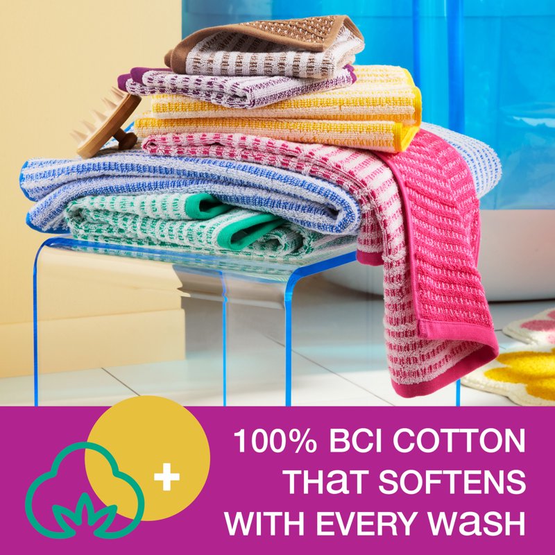 Reversible Striped Bath Towel Set - Brights 6-Piece Tropical Green