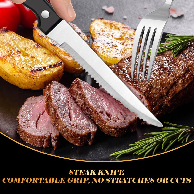 24-Piece Stainless Steel Flatware Set with Steak Knives - Silver