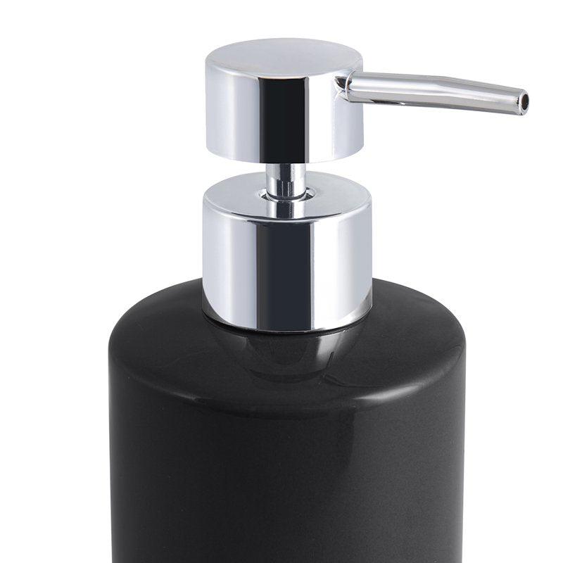 Ceramic Lotion Pump in Rich Black - Bathroom Dispenser with Chrome Pump