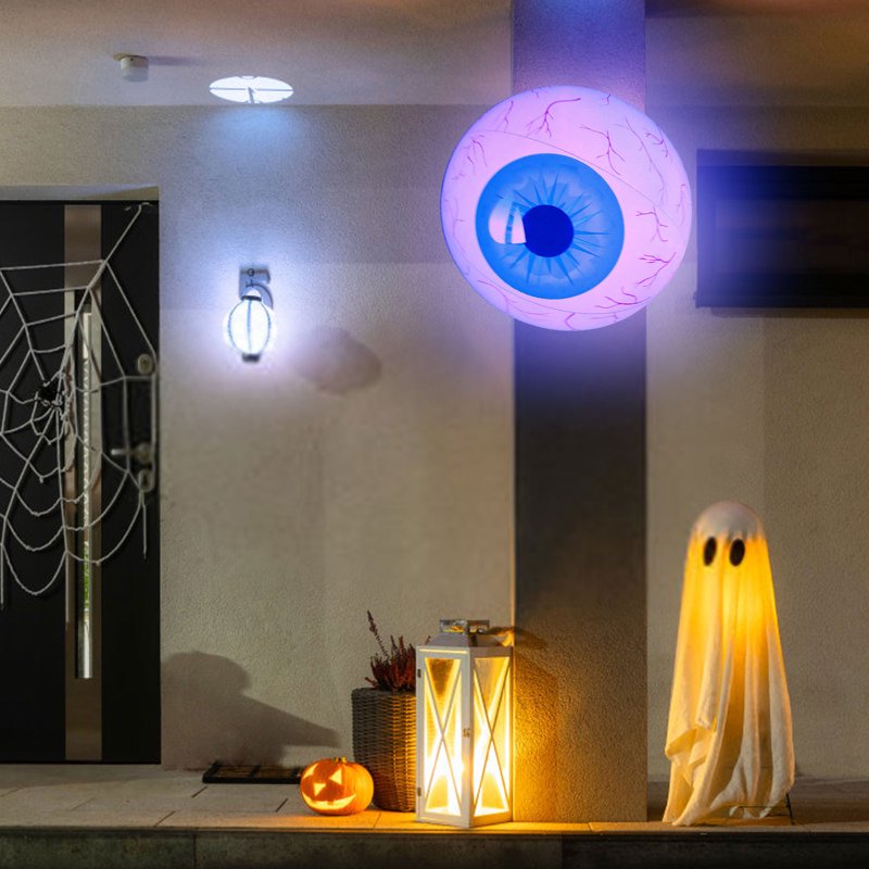 Inflatable Halloween Bloodshot Eyeball Decorations with LED Lights - 15.7 Inch, Indoor & Outdoor Lawn Party D