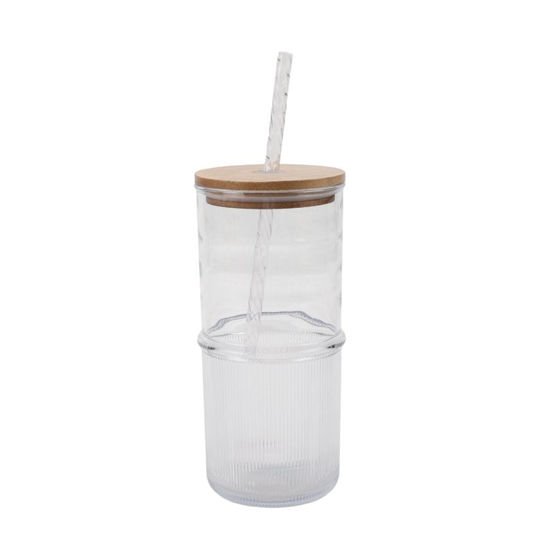 2-Piece Clear Ribbed Tritan Sipper Set - Clear