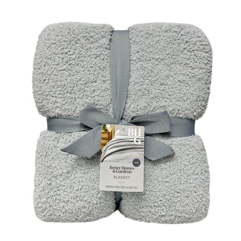 King Light Grey Cozy Knit Blanket - Recycled Material, Oeko-Tex, Machine Washable