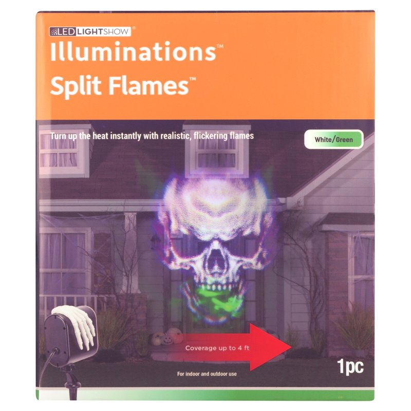 Halloween Skull Projector Light with Flaming Sinister Design - Outdoor Holiday Decor