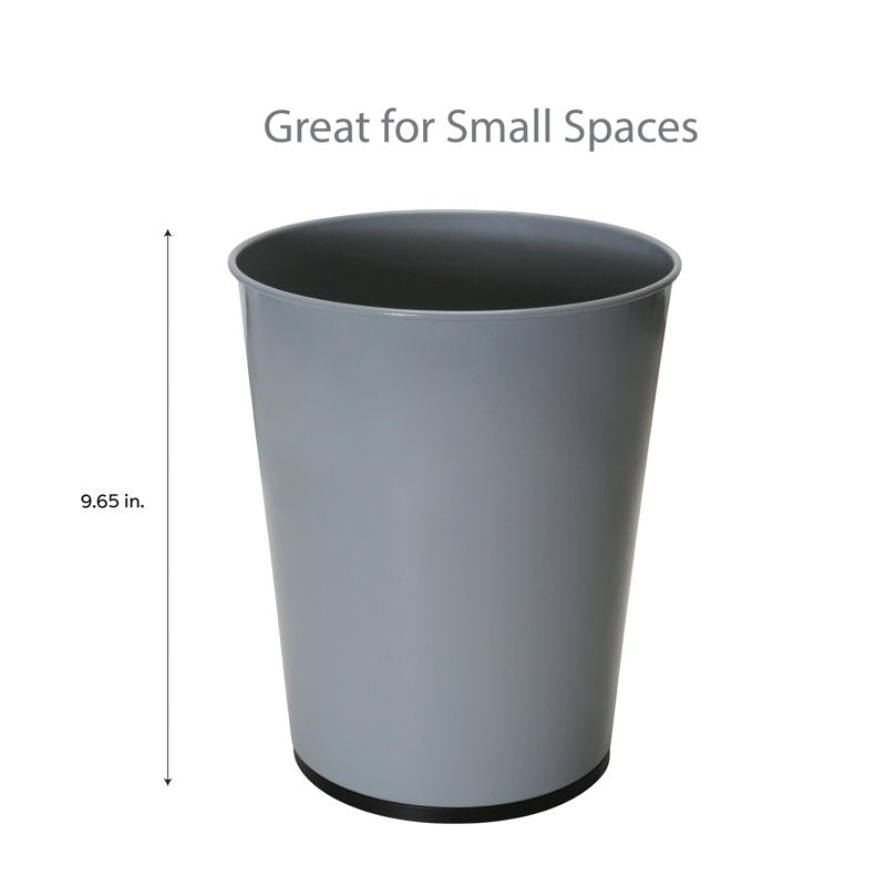 1.3-Gal Stainless Steel Bathroom Wastebasket - Grey