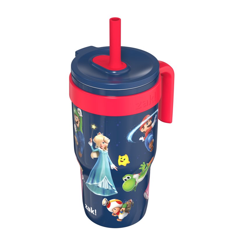 18oz Kids Straw Cruiser Tumbler - Navy Mario, Leakproof Stainless Steel