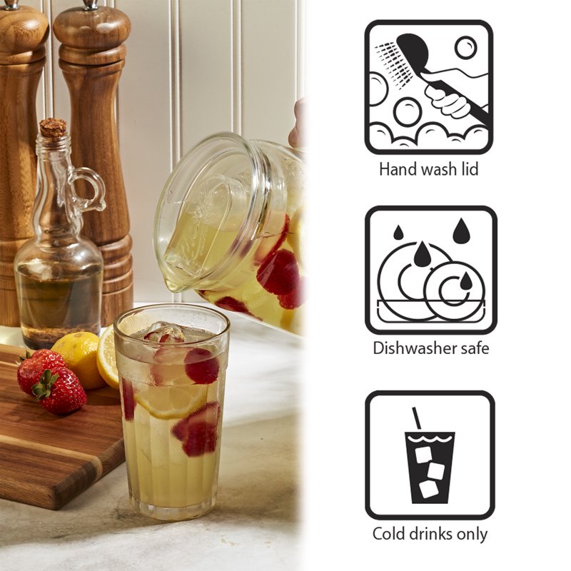 Glass 0.5 Gallon Pitcher with Lid & Silicone Base - Taupe