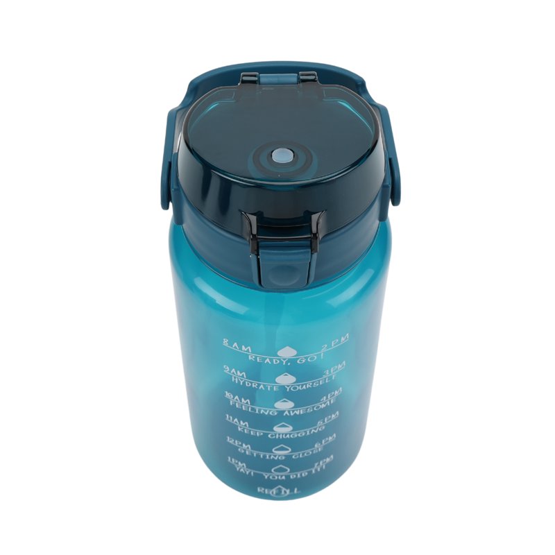 48 oz Blue Plastic Water Bottle with Handle & Phone Holder