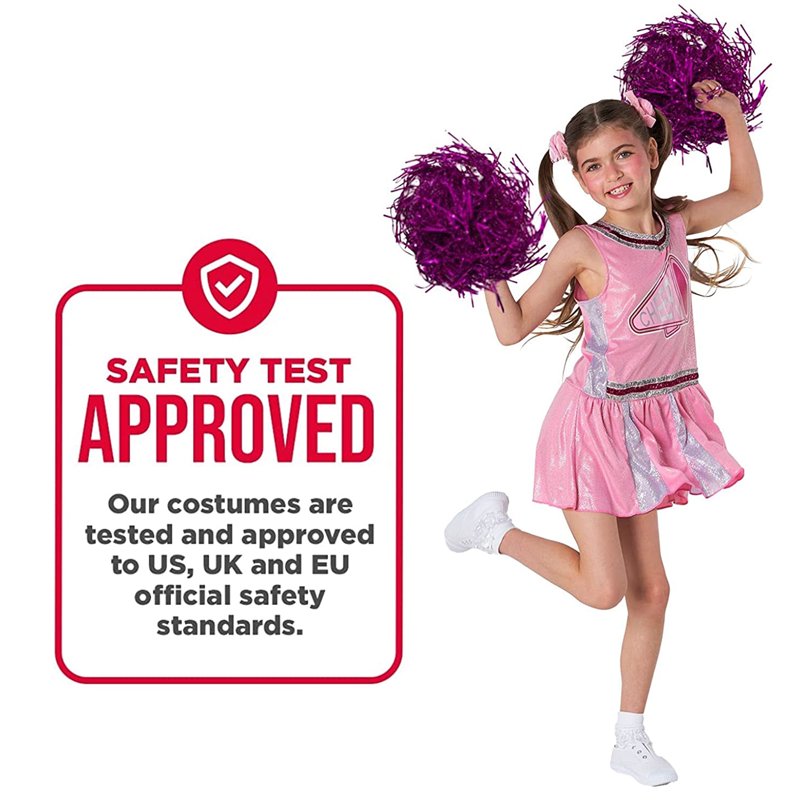 Pink Cheerleader Costume Girls L Size with Pom Poms - High School Glee Outfit