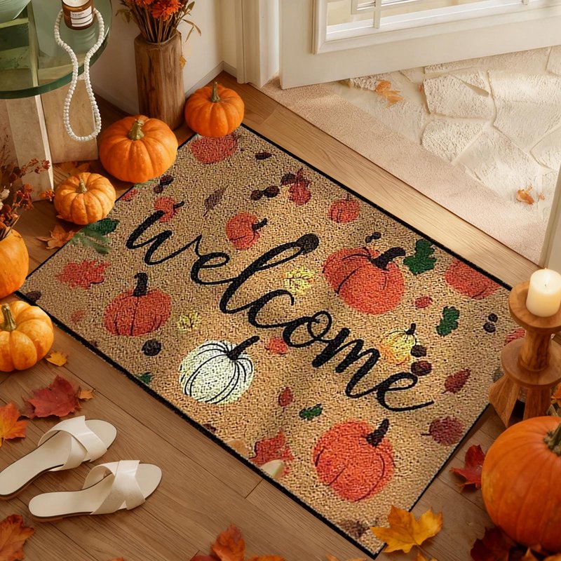 Thanksgiving Pumpkin Doormat - Fall Welcome Front Door Mat L Variation