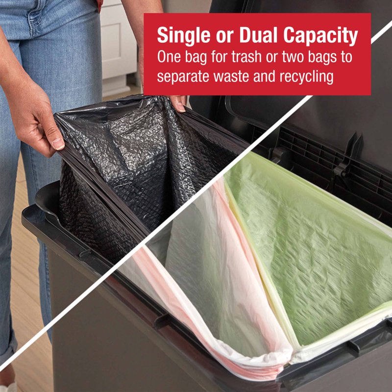 19 Gallon Dual Compartment Step Trash Can - Charcoal Plastic Rim