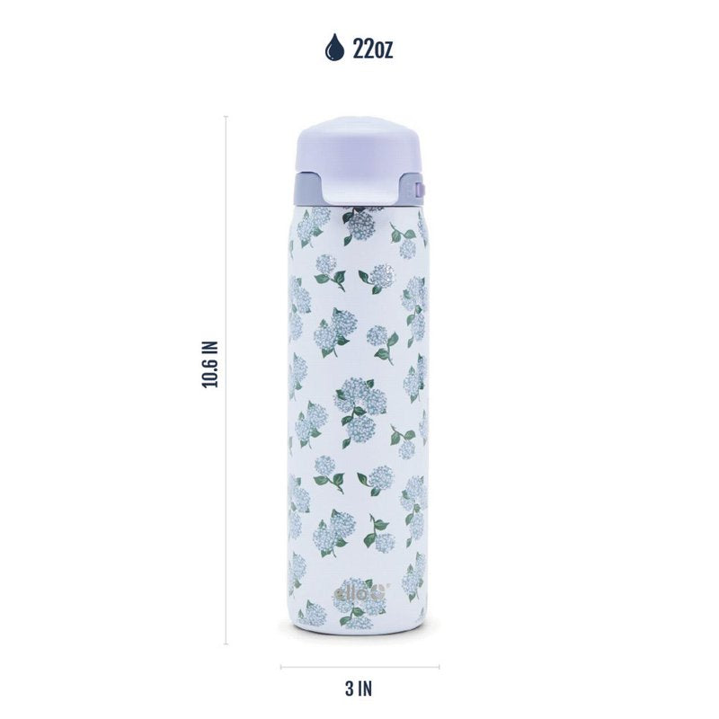 22oz Stainless Steel Water Bottle with QuickFill Lid - Hydrangea Bloom