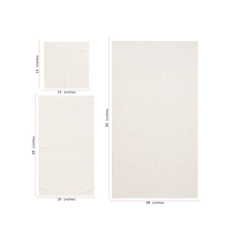 Textured Bath Towel Off White 56x30in - Soft 100% Cotton, Drew Barrymore