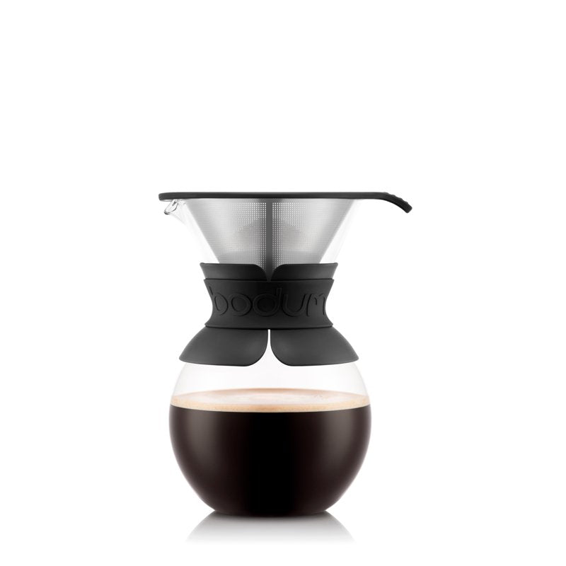 Pour-Over Coffee Maker with Permanent Stainless Steel Filter, 34 oz - Black