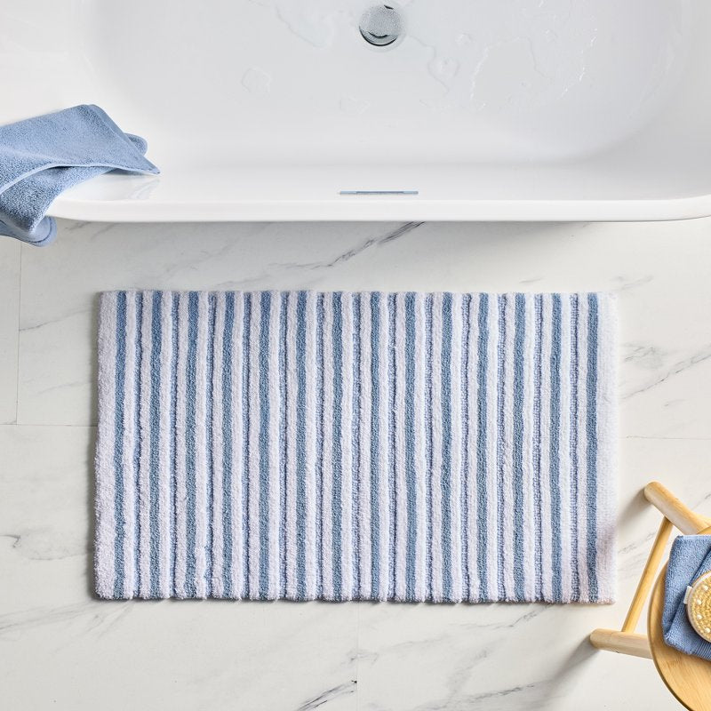 Better Homes & Gardens Soft Tufted Stripe Bath Rug - Blue Silver 20x34