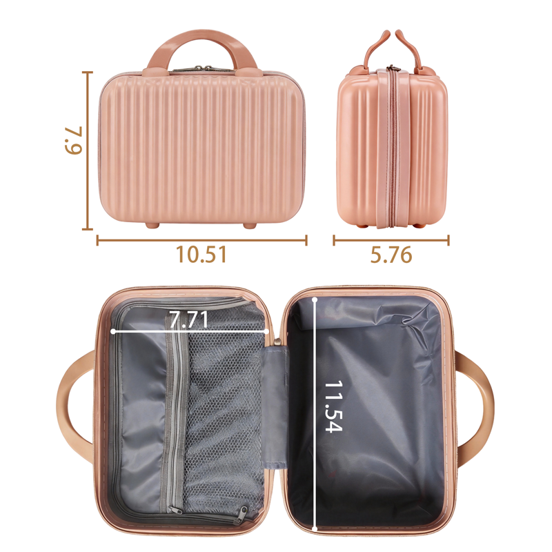 Hard Shell Makeup Case - Travel Cosmetic Organizer with Dividers - Pink
