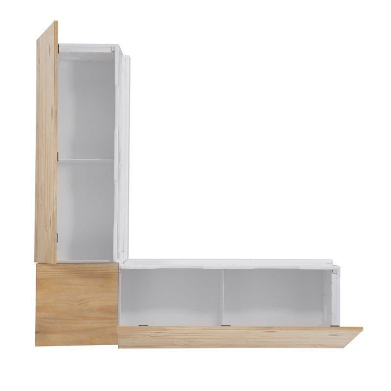 Backless Corner Nook with Storage & Cushion Set - Natural/White/Navy