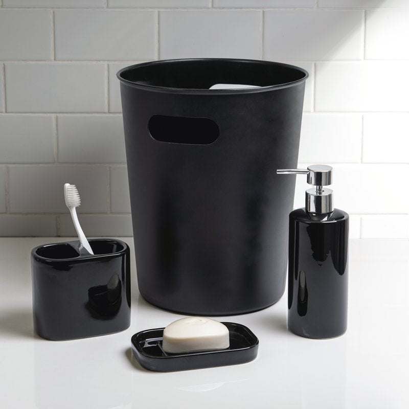 Black Ceramic Soap Dish 3 Pack - Compact Bathroom Countertop Accessory
