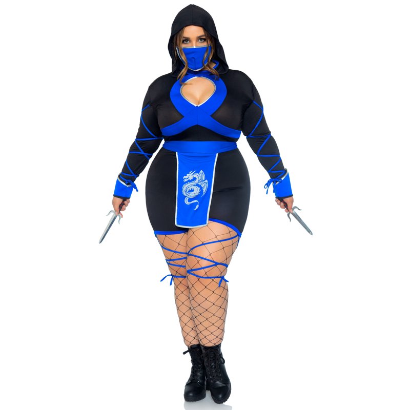 Plus Size Blue Dragon Ninja Costume Set for Women - 3X-4X