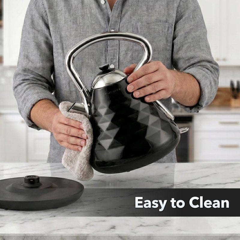 Stainless Steel Electric Tea Kettle 1.7L - Black, 1500W Fast Heating