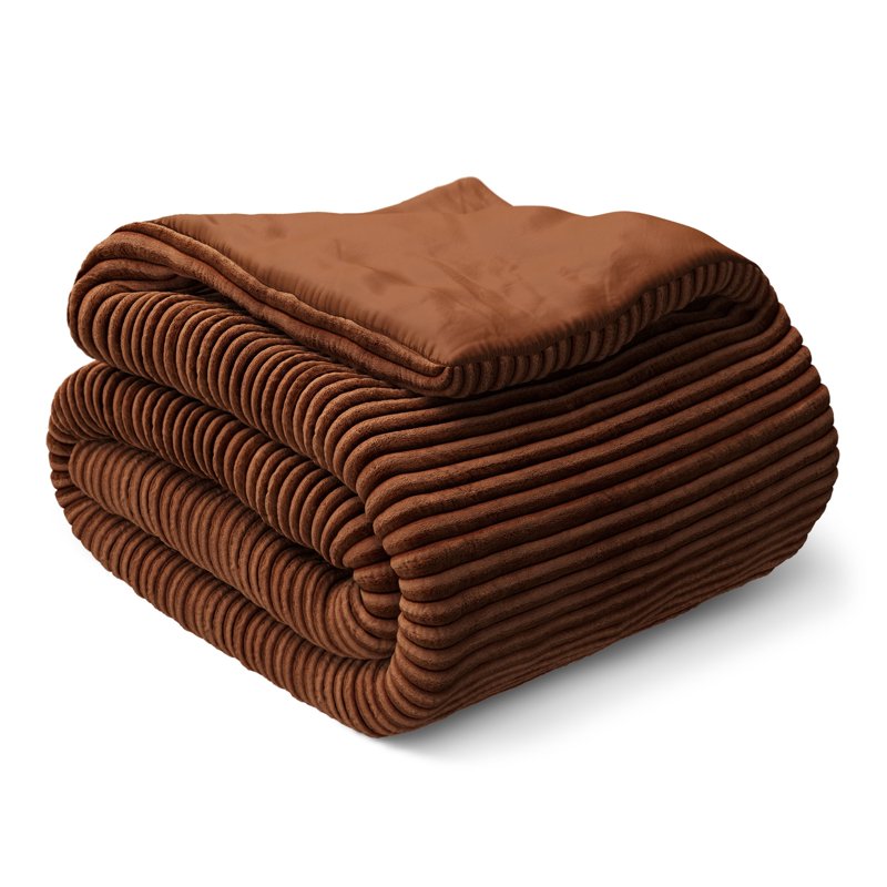 Kids Orange Comforter Set - Twin, Plush Ribbed Corduroy 2 Pieces