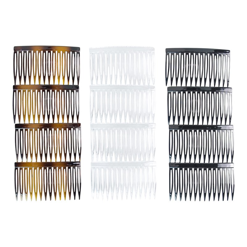 12-Pack Plastic Side Hair Combs - Multicolor Set for Styling
