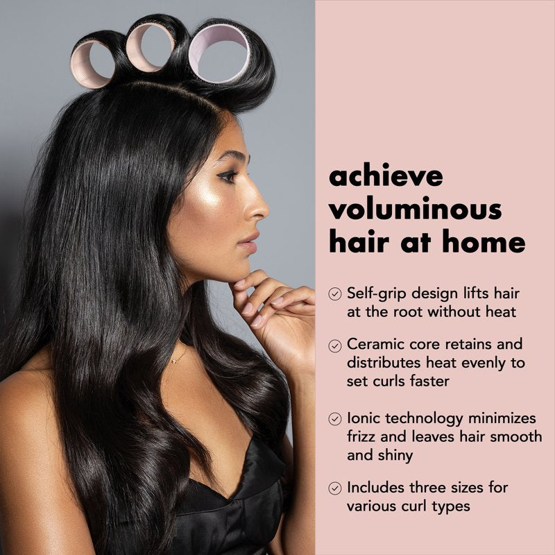 Ceramic Volumizing Hair Rollers Set - 9 Pack with 3 Sizes