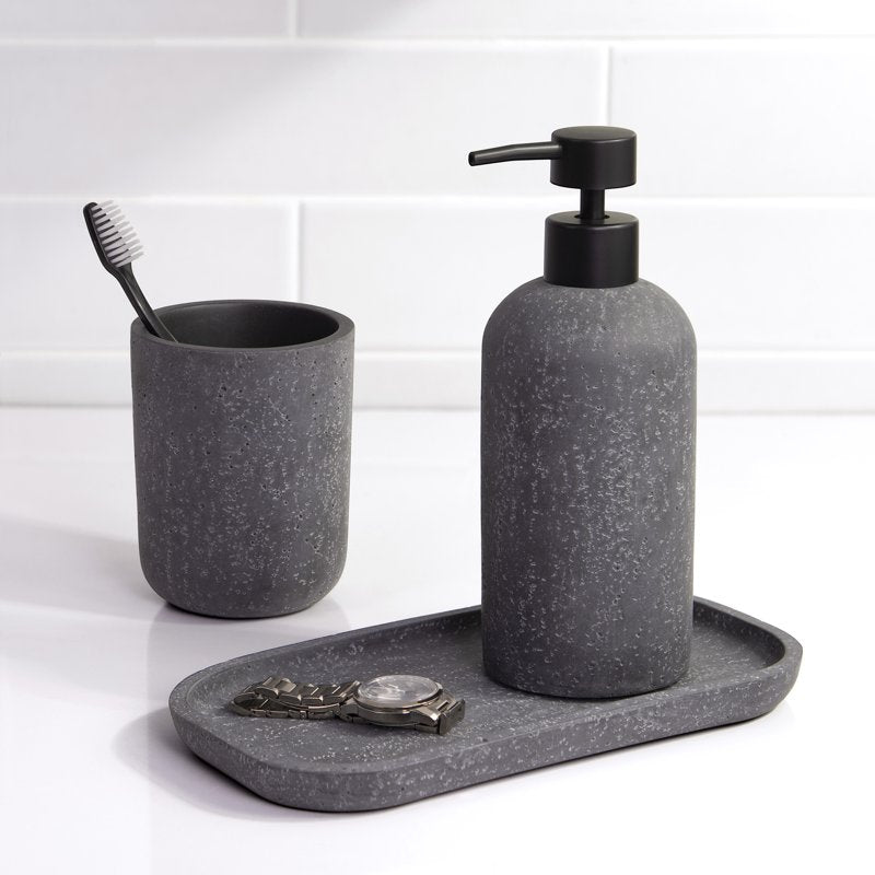 Faux Stone Toothbrush Holder - Gray Bathroom Counter Accessory