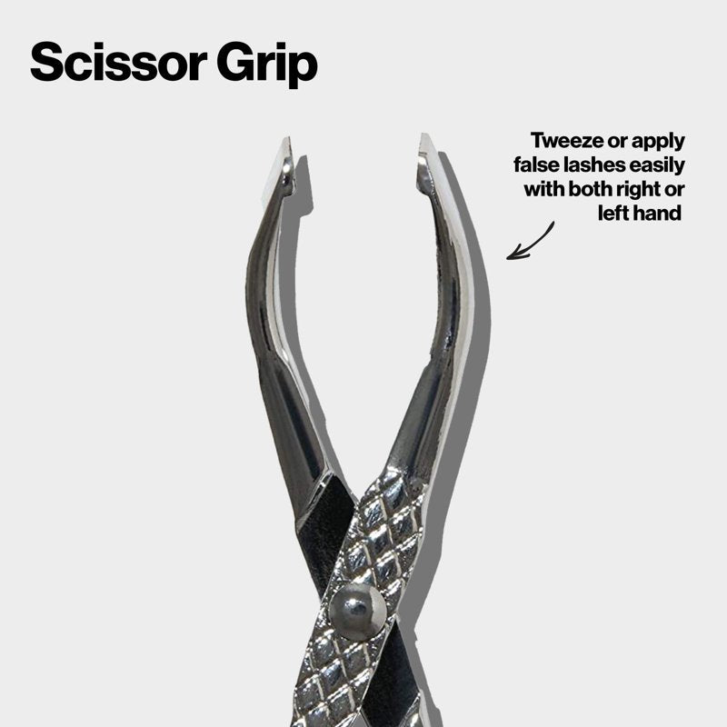 Stainless Steel Slanted Tip Tweezers with Scissor Handle - 3 Pack