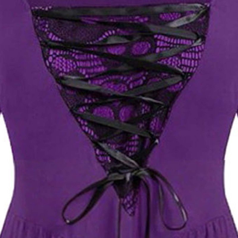Women's Gothic Witch Dress Halloween Costume AA Purple XXL