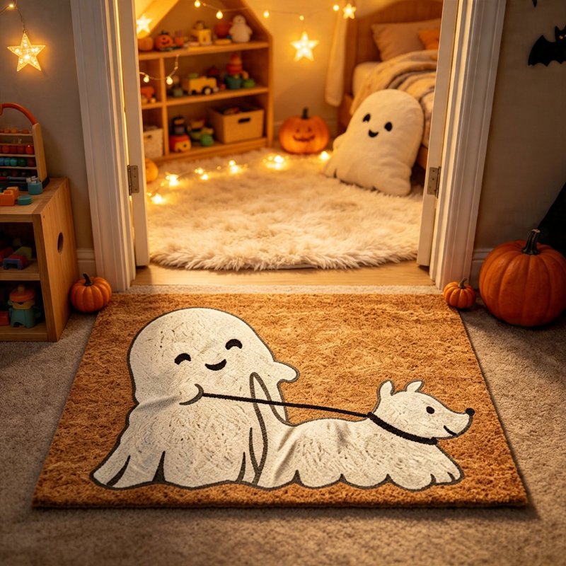 Halloween Doormat 31.5x19.7in Ghost Walking Dog Fall Decor – Variation of THIS Listing