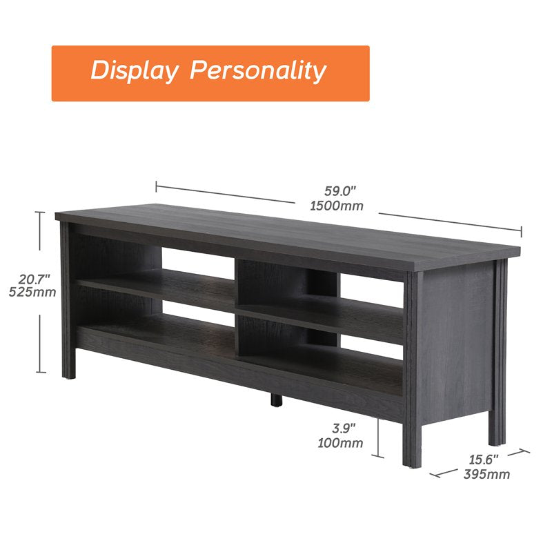 Farmhouse Wood TV Stand for 65 Inch TV - 4 Open Shelves