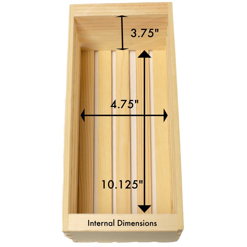 Unfinished Wooden Storage Crate - 12x5.5x4 Inches for Crafts & Organization