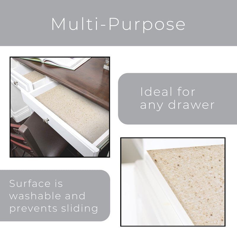 Non-Adhesive Shelf Liner with Bonded Grip - 18 Inch x 5 Feet - Beige Granite