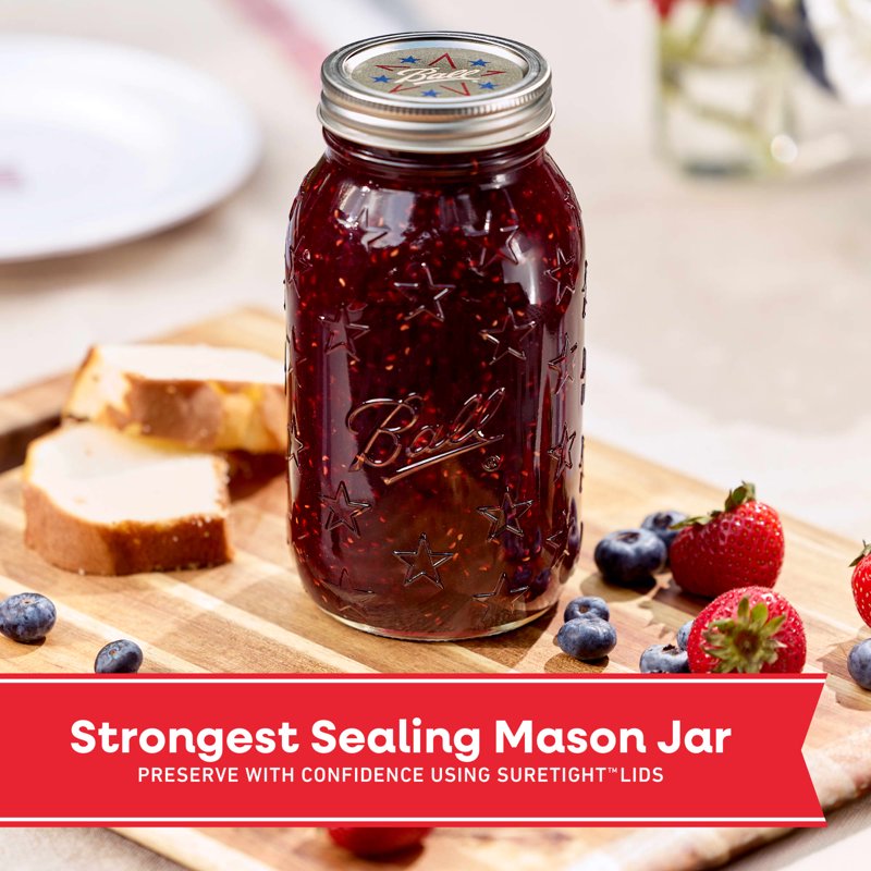 Limited Edition Americana Quart Mason Jar - 32 oz Regular Mouth
