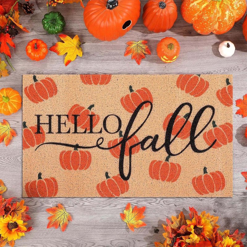 Halloween Thanksgiving Orange Doormat - Fall Absorbent & Non-Slip Rug, 23.62x15.74in - Holiday Decor, MPOISVA