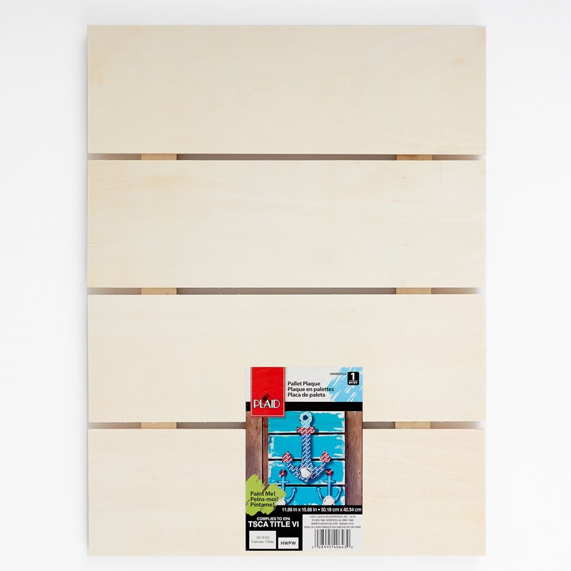 (3 Pack) Unfinished Rectangle Wood Pallet Plaque - 15.9 x 11.9 Inches - Craft & Decor Surface