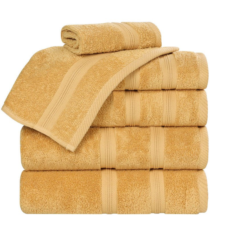 Superior Smart Dry 6-Piece Cotton Towel Set - Gold, Quick Dry, Soft
